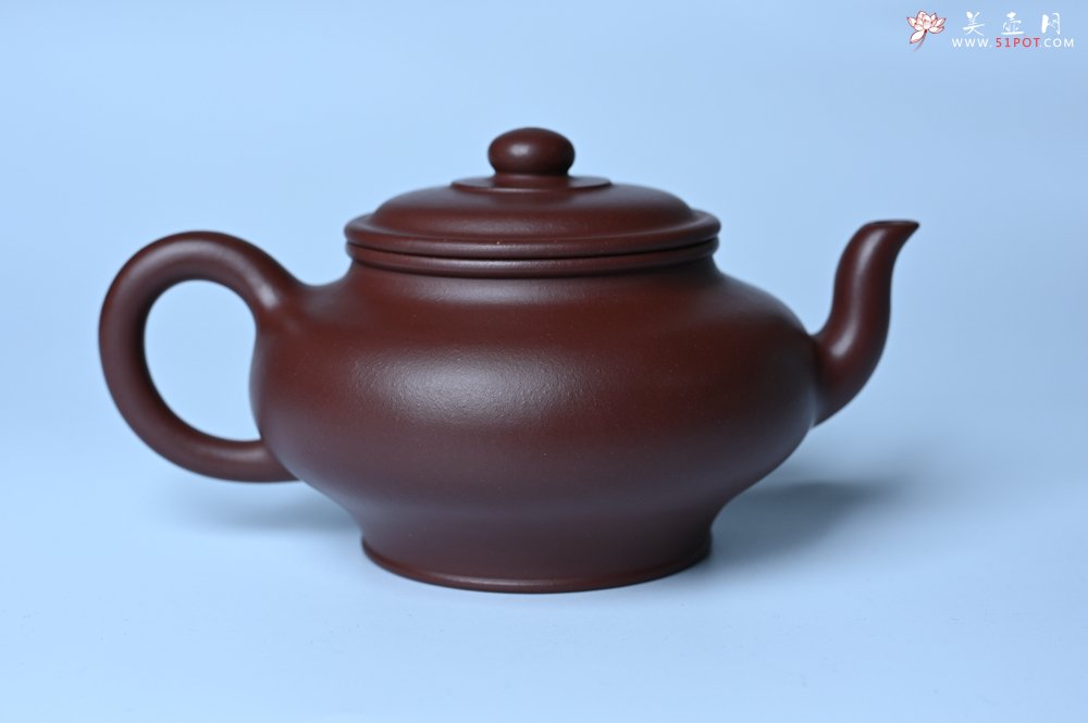 紫砂壶图片：油润黄龙山4号深井红皮龙 全手工摹顾景舟高虚扁 做工特好 - 美壶网