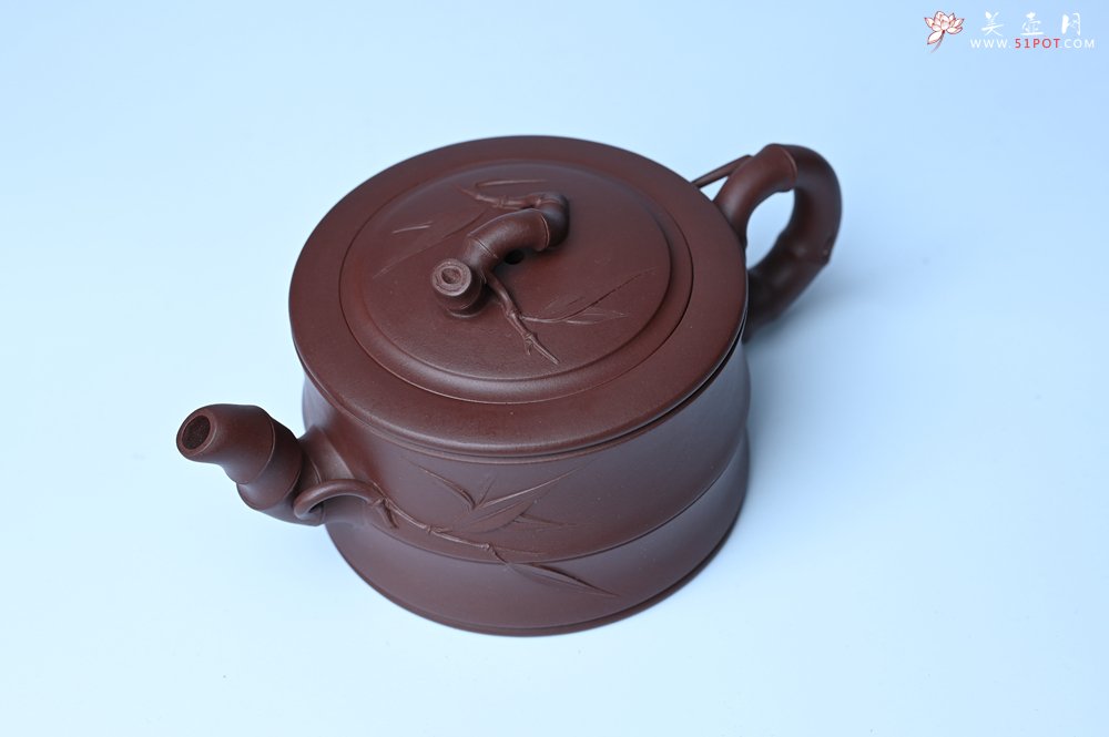 紫砂壶图片：美壶特惠 精致紫泥可心竹段壶 茶人醉爱 - 美壶网