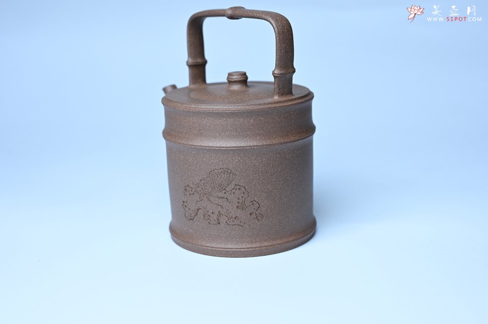 紫砂壶图片：美壶特惠 特好老段泥 精工知（知了）足（竹子）提梁 挺拔秀雅 - 美壶网