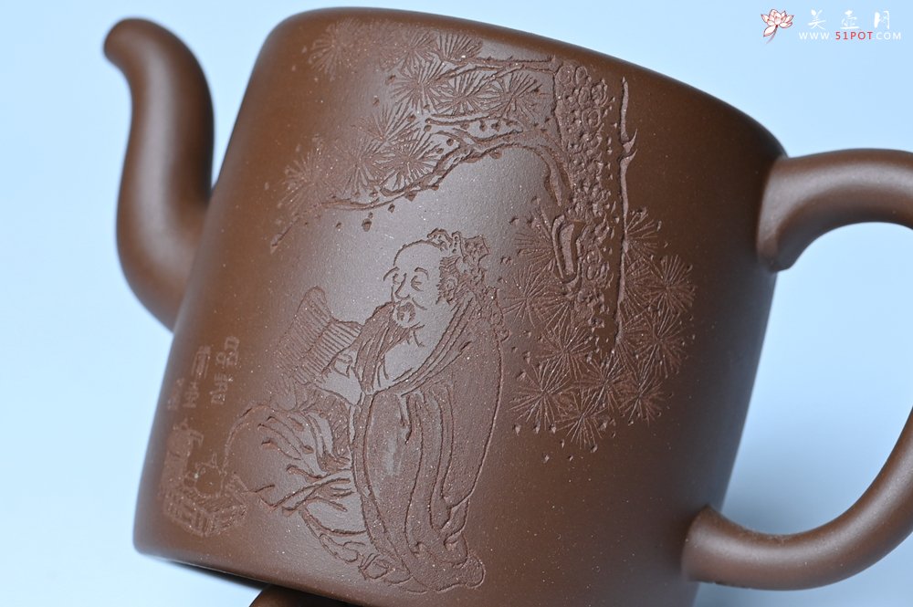 紫砂壶图片：美壶特惠 潜力股王静然 优质紫泥双圈壶 兴来每独往 胜事空自知 装饰文雅 - 美壶网