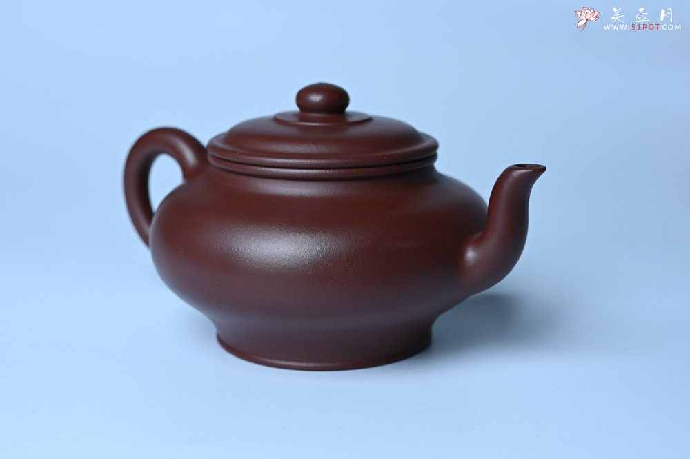 紫砂壶图片：油润黄龙山4号深井红皮龙 全手工摹顾景舟高虚扁 做工特好 - 美壶网