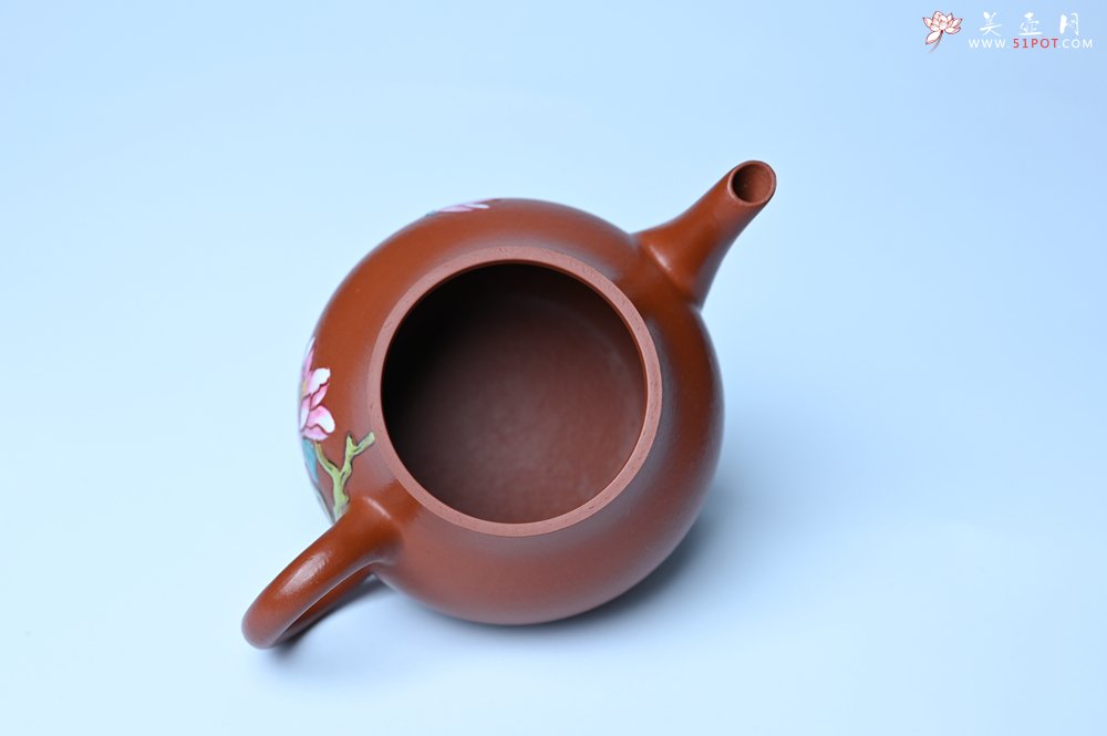 紫砂壶图片：美壶特惠 优质朱泥梨形壶 蝶恋花 茶人醉爱 - 美壶网