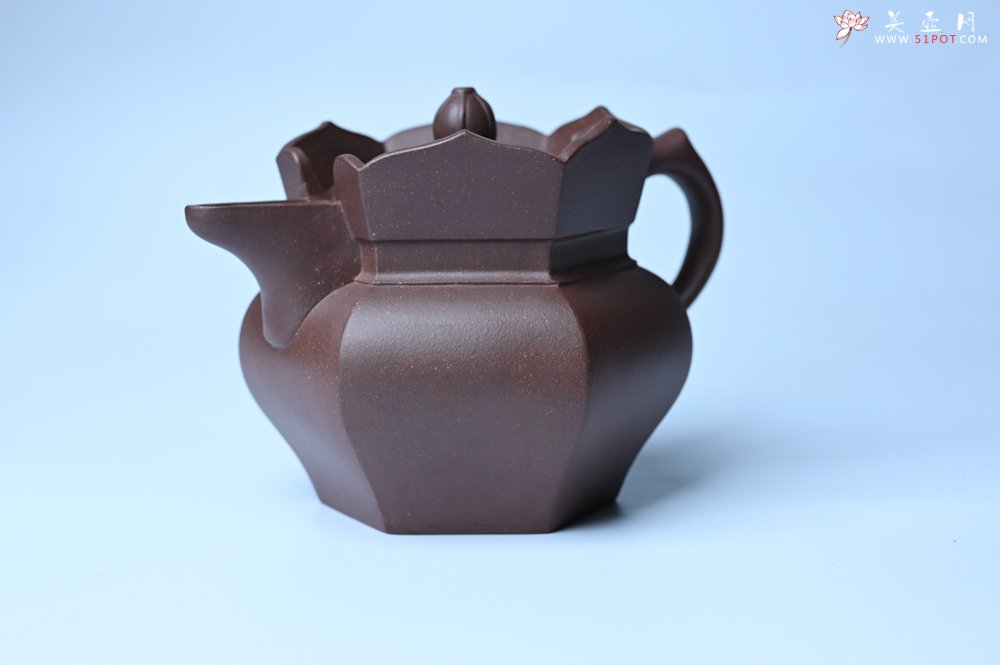 紫砂壶图片：摹古时大彬 优质调砂老紫泥全手工镶片僧帽壶 难度大 古韵悠悠 愈养迷人 - 美壶网