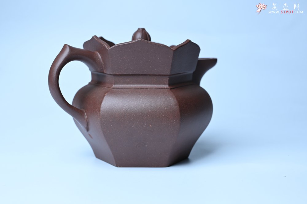 紫砂壶图片：摹古时大彬 优质调砂老紫泥全手工镶片僧帽壶 难度大 古韵悠悠 愈养迷人 - 美壶网