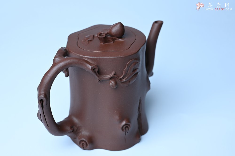 紫砂壶图片：潜力股赵老师 全手工秀雅桃桩 肌理自然生动 - 美壶网