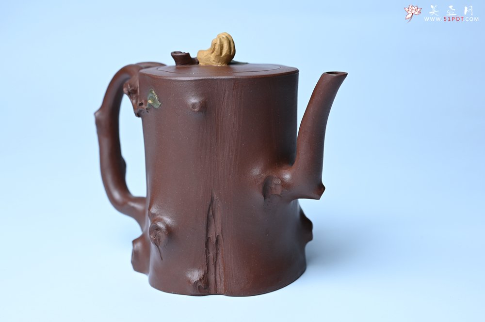 紫砂壶图片：潜力股赵老师 优质紫泥全手工佛手桩紫砂壶 三色帖叶生动 佛手灵动 - 美壶网