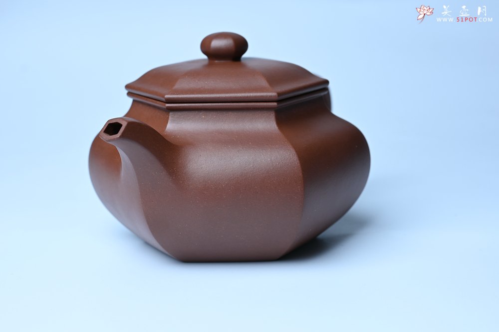 紫砂壶图片：实力派张海艳全手工精工六方仿古壶 气势磅礴 线面挺括平正 - 美壶网