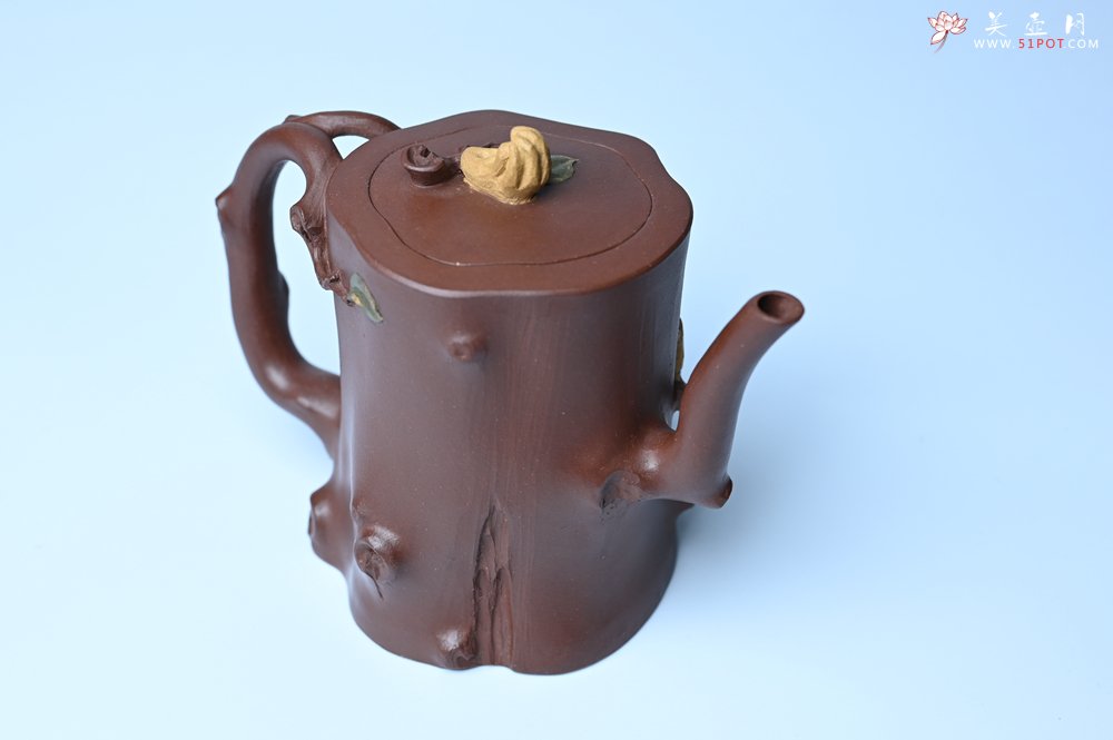 紫砂壶图片：潜力股赵老师 优质紫泥全手工佛手桩紫砂壶 三色帖叶生动 佛手灵动 - 美壶网