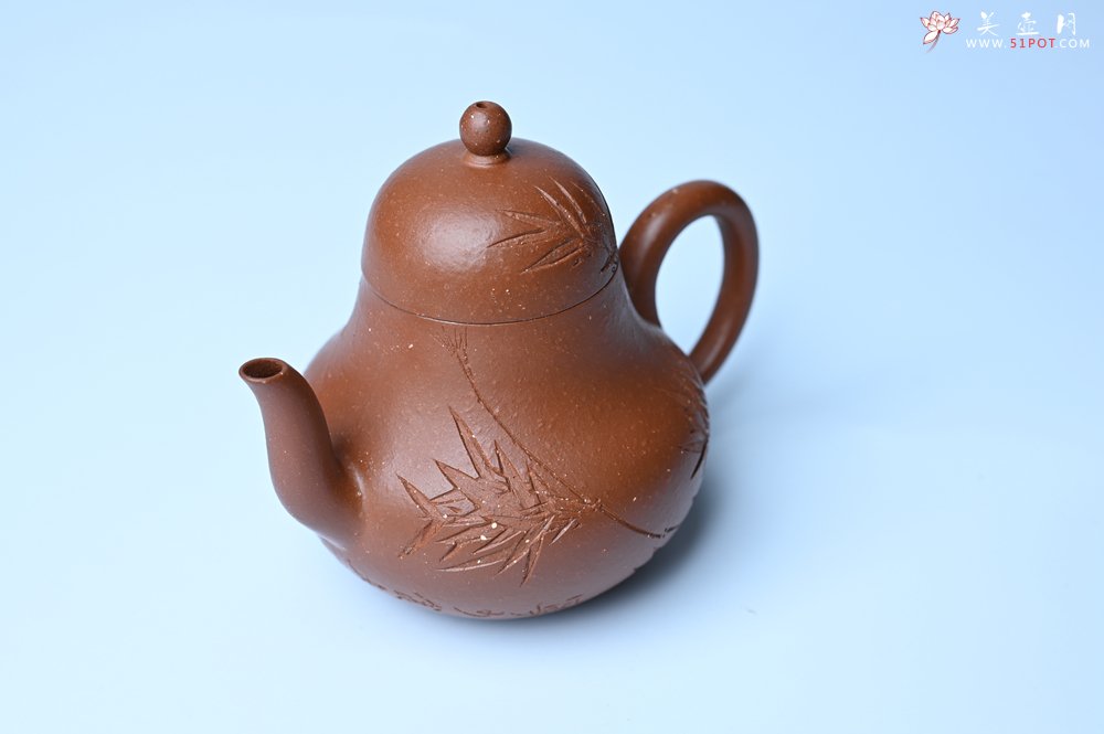 紫砂壶图片：美壶特惠 特好朱泥居不可无竹梨形壶 茶人醉爱 - 美壶网