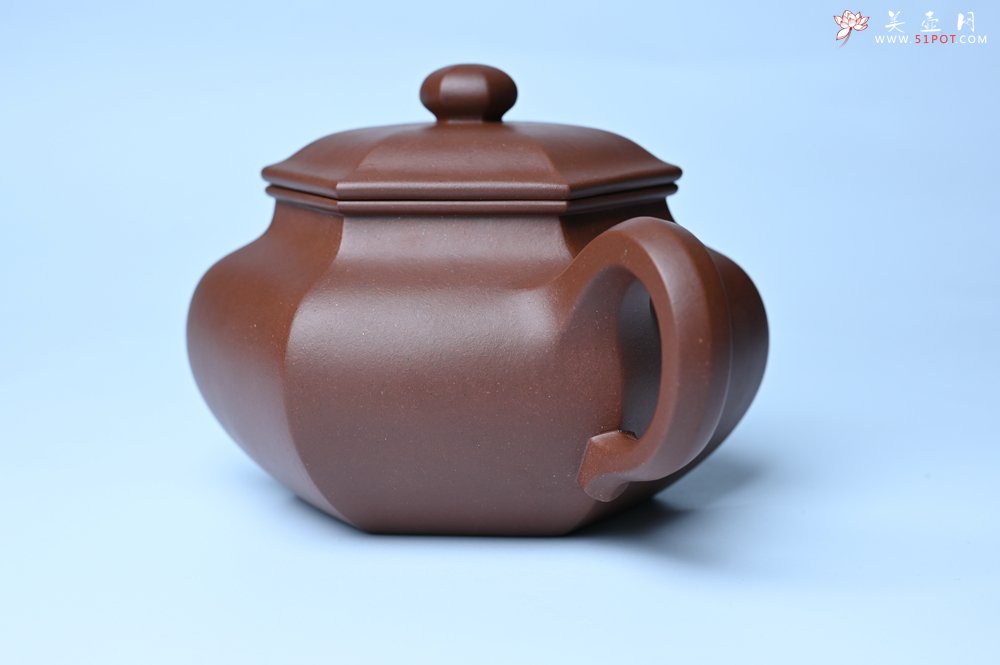 紫砂壶图片：实力派张海艳全手工精工六方仿古壶 气势磅礴 线面挺括平正 - 美壶网