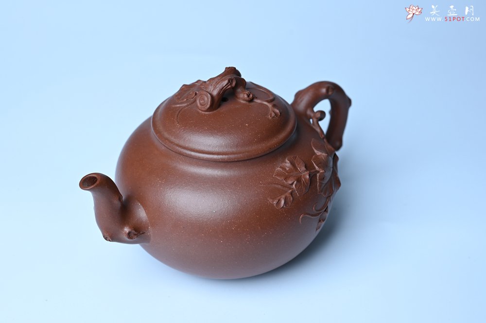 紫砂壶图片：美壶特惠 精品多子多福紫砂壶 帖叶生动细腻 送礼佳品 - 美壶网