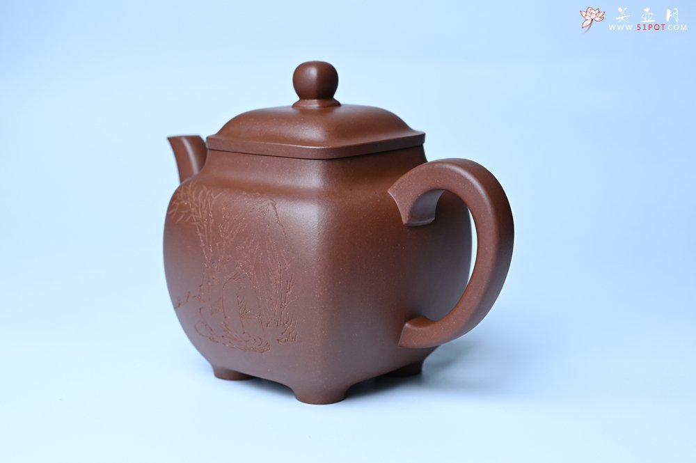 紫砂壶图片：实力派张海艳全手工油润底曹青重器鸣远四方 气势磅礴 用心之作 装饰人物特文气 - 美壶网
