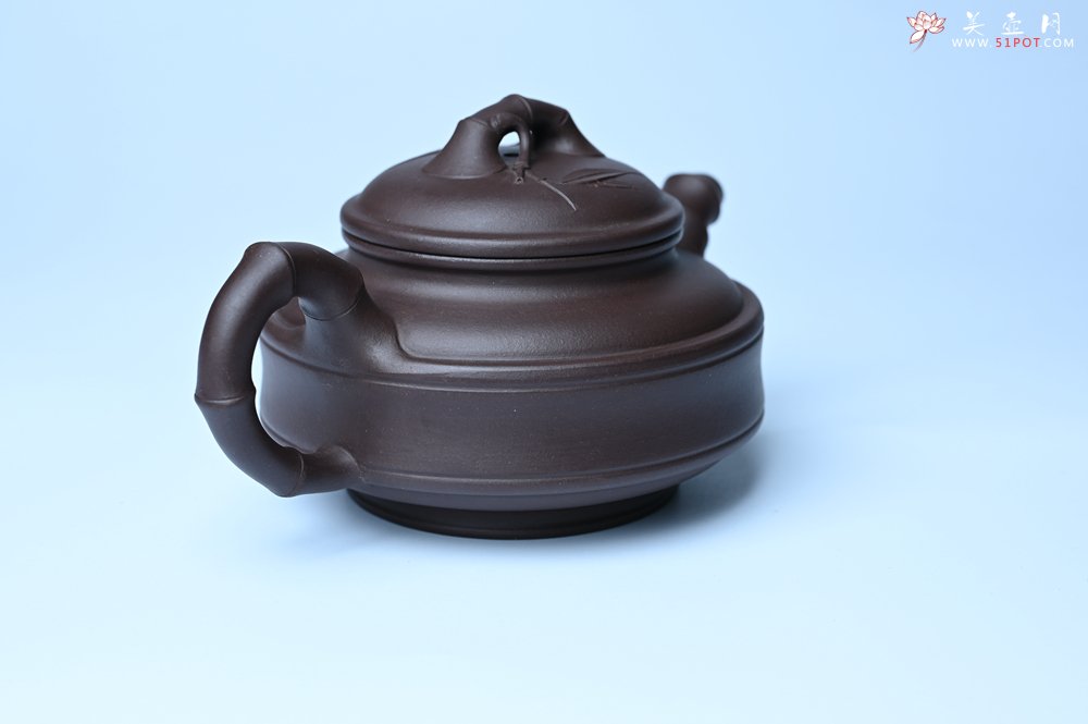 紫砂壶图片：美壶特惠 优质老紫泥双线竹鼓二式 养后特润 - 美壶网
