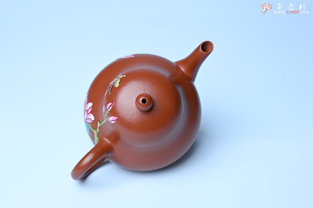 紫砂壶图片：美壶特惠 优质朱泥梨形壶 蝶恋花 茶人醉爱 - 美壶网