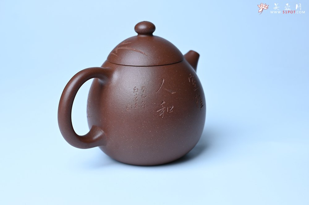 紫砂壶图片：美壶特惠 特好底槽青龙蛋壶 装饰兰草特文气 - 美壶网