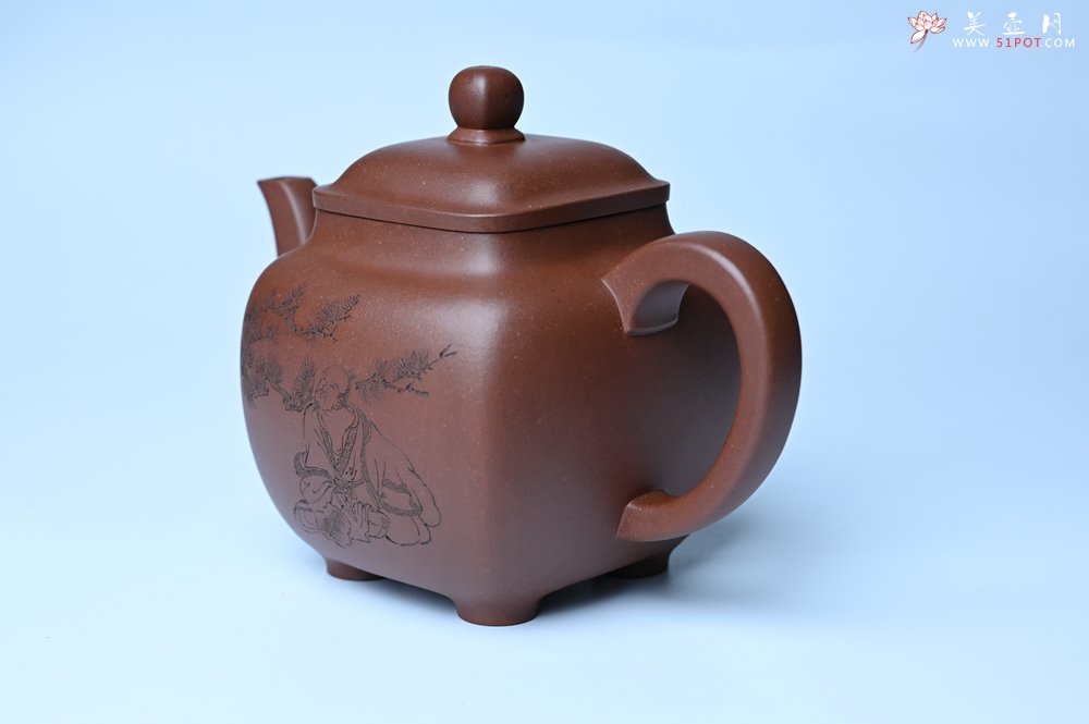 紫砂壶图片：实力派张海艳全手工油润底曹青重器鸣远四方 气势磅礴 用心之作 装饰人物特文气 - 美壶网