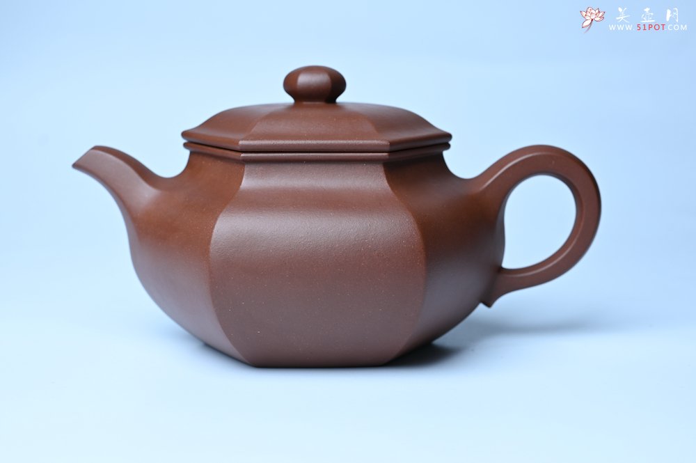 紫砂壶图片：实力派张海艳全手工精工六方仿古壶 气势磅礴 线面挺括平正 - 美壶网