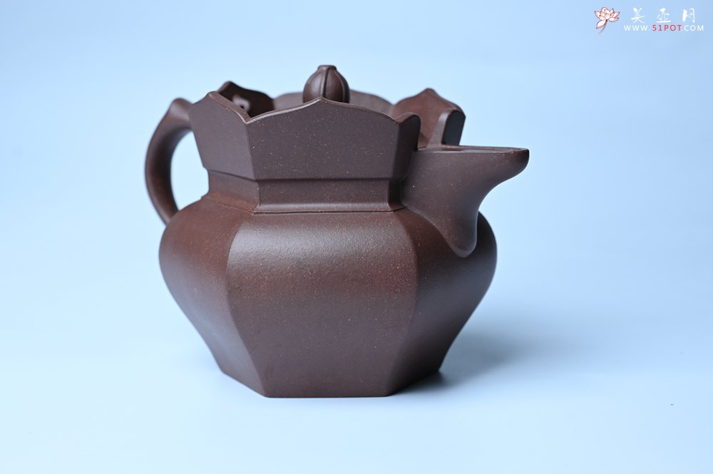 紫砂壶图片：摹古时大彬 优质调砂老紫泥全手工镶片僧帽壶 难度大 古韵悠悠 愈养迷人 - 美壶网
