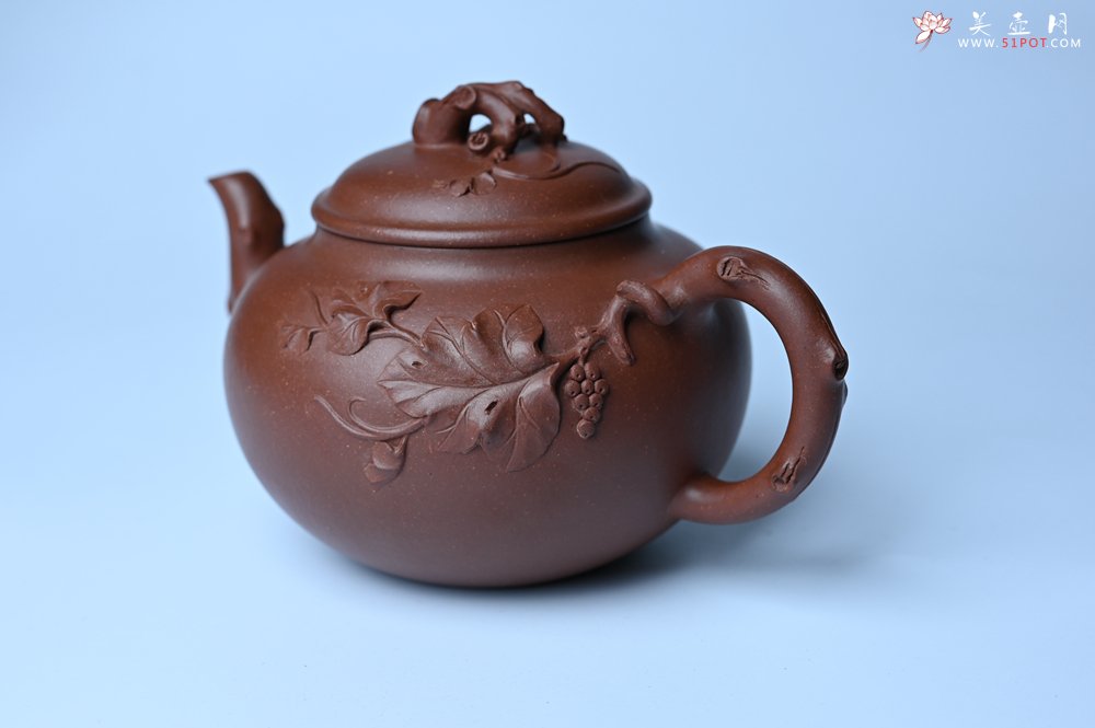 紫砂壶图片：美壶特惠 精品多子多福紫砂壶 帖叶生动细腻 送礼佳品 - 美壶网