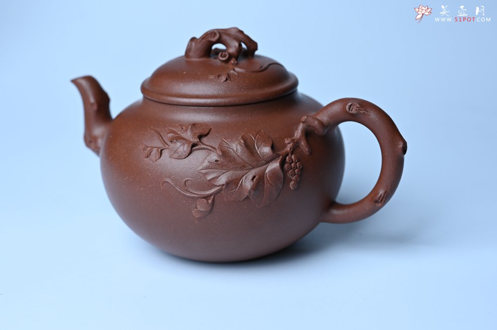 紫砂壶图片：美壶特惠 精品多子多福紫砂壶 帖叶生动细腻 送礼佳品 - 美壶网