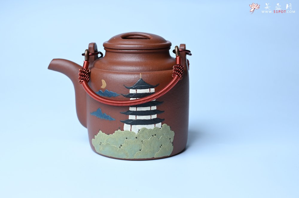 紫砂壶图片：美壶特惠 特好红皮龙精工洋桶壶 茶人醉爱 - 美壶网