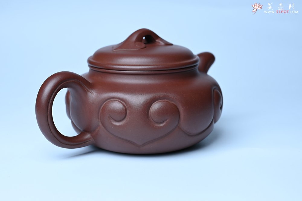 紫砂壶图片：美壶特惠 精致紫泥仿古如意壶 茶人醉爱 - 美壶网