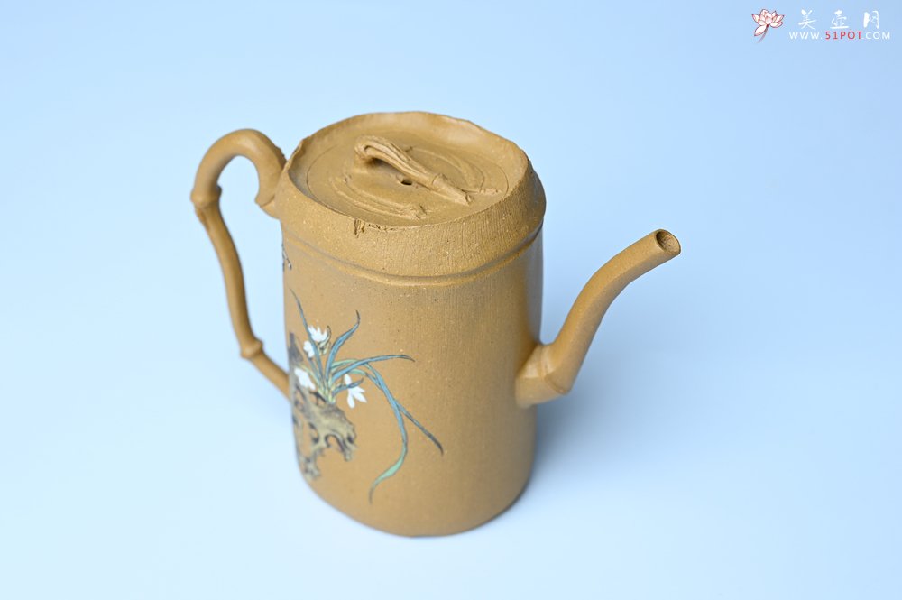 紫砂壶图片：美壶特惠 黄金段泥全手工君竹壶 茶人醉爱 - 美壶网