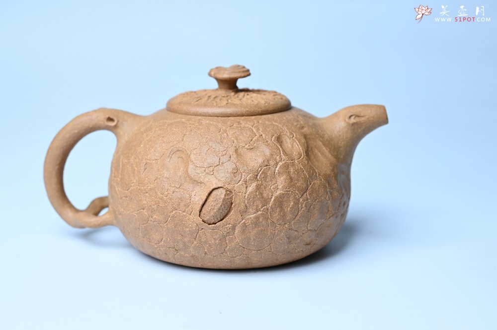 紫砂壶图片：潜力股赵老师实力演绎全手工老黄段泥灵芝游龙供春壶 游龙传福 不失为一把好壶 - 美壶网
