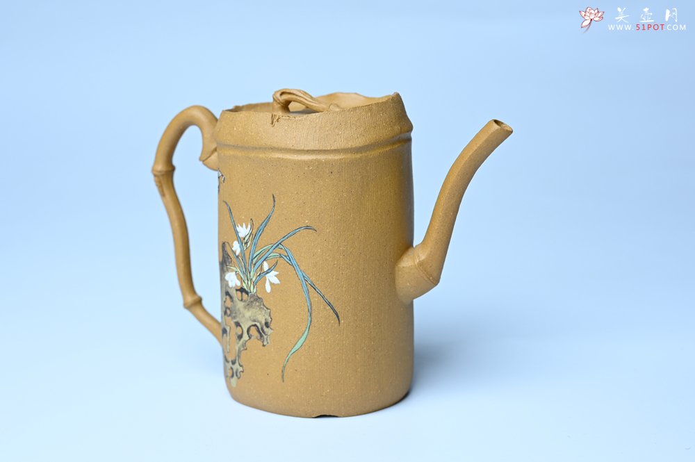 紫砂壶图片：美壶特惠 黄金段泥全手工君竹壶 茶人醉爱 - 美壶网