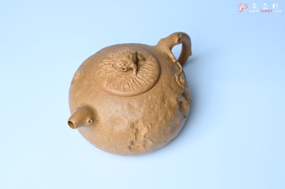 紫砂壶图片：潜力股赵老师实力演绎全手工老黄段泥金蟾供春壶 金蟾灵动 不失为一把好壶 - 美壶网