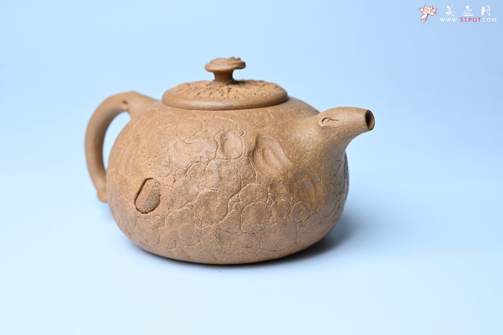 紫砂壶图片：潜力股赵老师实力演绎全手工老黄段泥灵芝游龙供春壶 游龙传福 不失为一把好壶 - 美壶网
