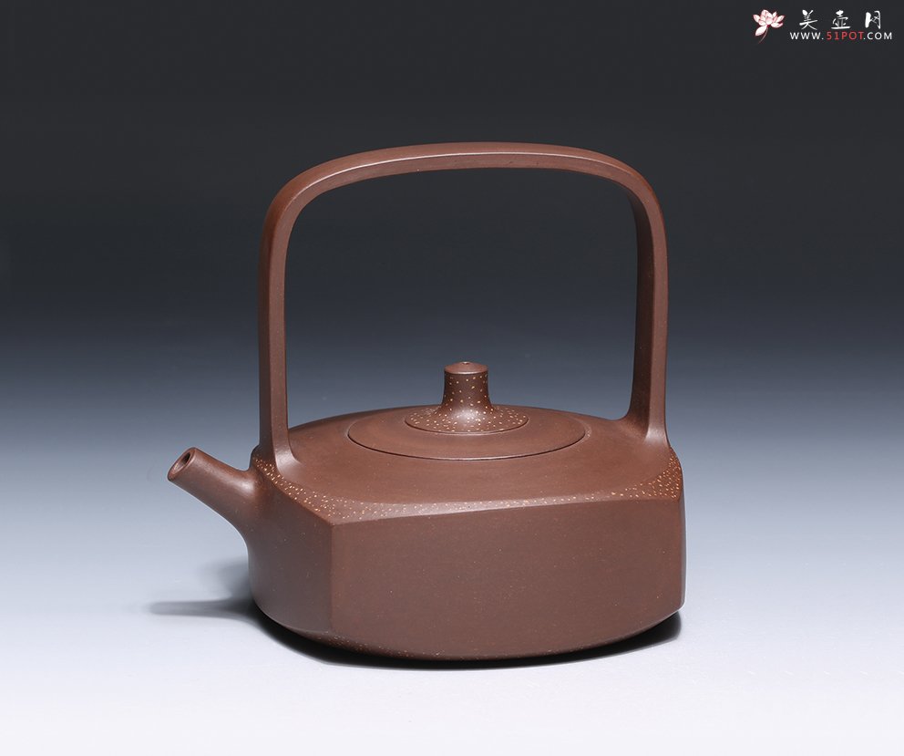 紫砂壶图片：紫玉金砂提梁 - 美壶网