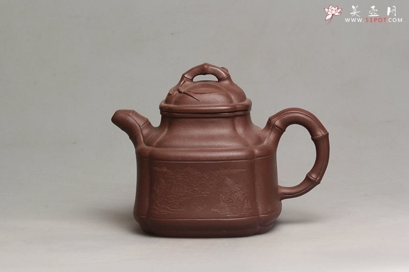 紫砂壶图片：四方竹鼎壶 - 美壶网
