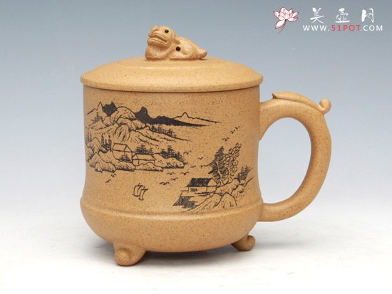 紫砂壶图片：三脚鲤龙（段泥） - 美壶网