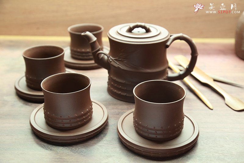 紫砂壶图片：竹·套组 - 美壶网