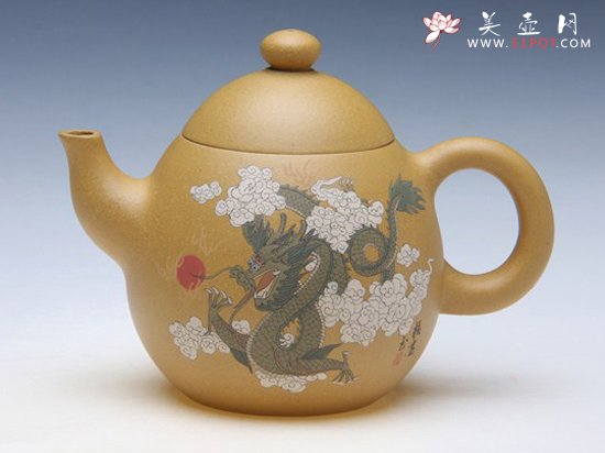 紫砂壶图片：彩绘龙旦 - 美壶网