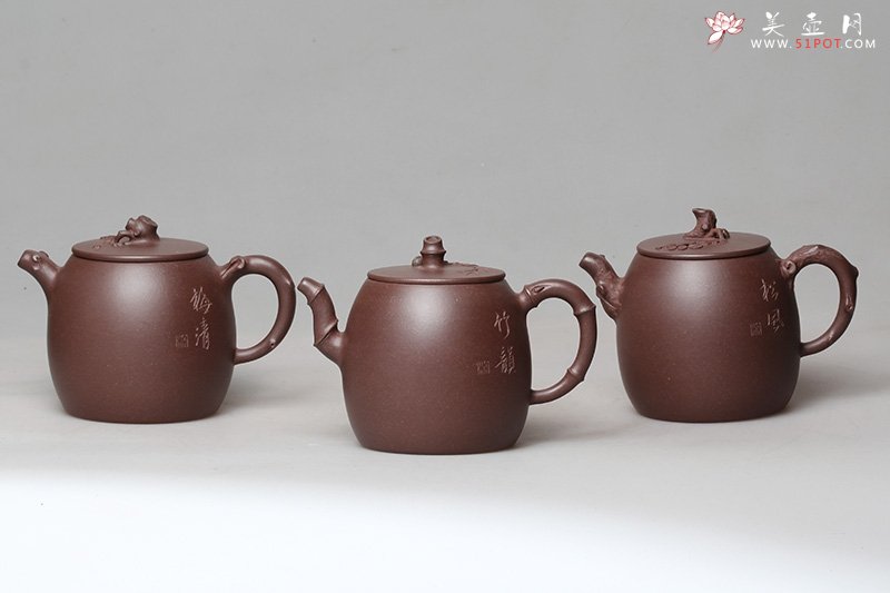 紫砂壶图片：松风、竹韵、梅清组壶 - 美壶网
