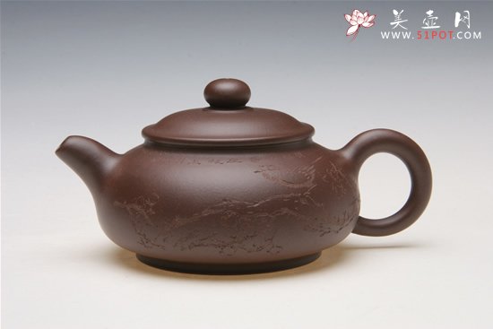 紫砂壶图片：国家级工艺师方幼琴制全手工《福潘》厉上清刻画 - 美壶网