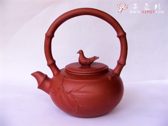 紫砂壶图片：和平竹提梁壶 - 美壶网