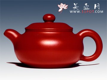 紫砂壶图片：朱泥扁潘壶 - 美壶网