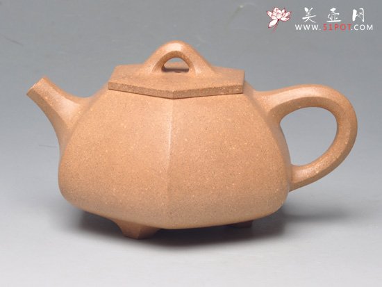 紫砂壶图片：六方小石瓢 段泥 260cc - 美壶网