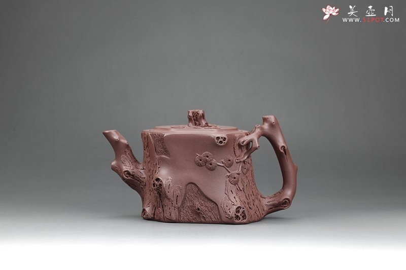 紫砂壶图片：劲松壶（黄龙山原矿紫泥） - 美壶网