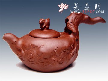 紫砂壶图片：树桩松鼠 - 美壶网