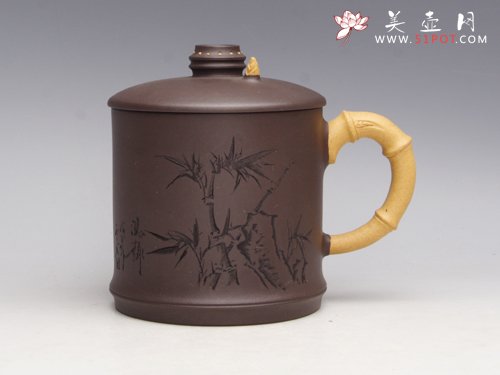紫砂壶图片： 双色竹节杯  泥... - 美壶网