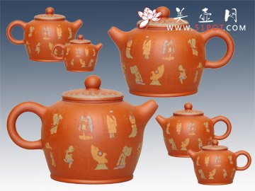 紫砂壶图片：水浒传六件套 - 美壶网