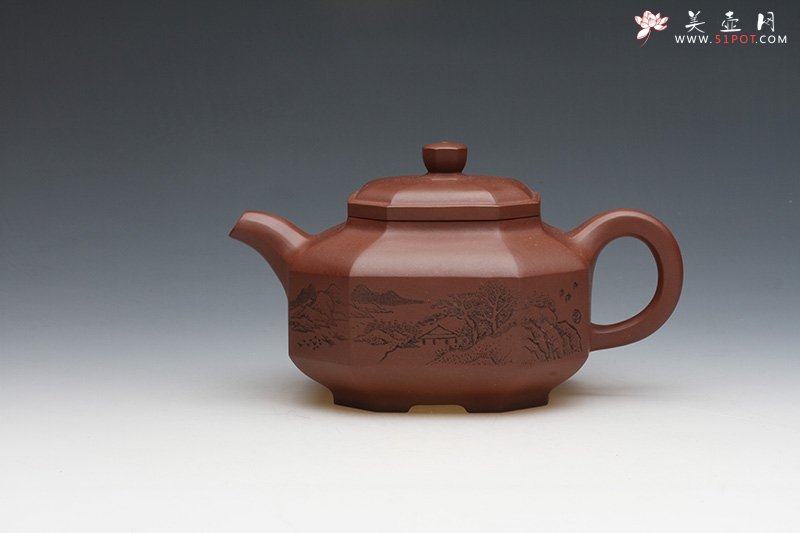 紫砂壶图片：八方侧角壶 - 美壶网