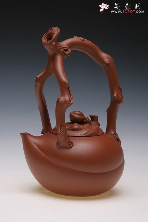 紫砂壶图片：仙桃提梁壶 - 美壶网