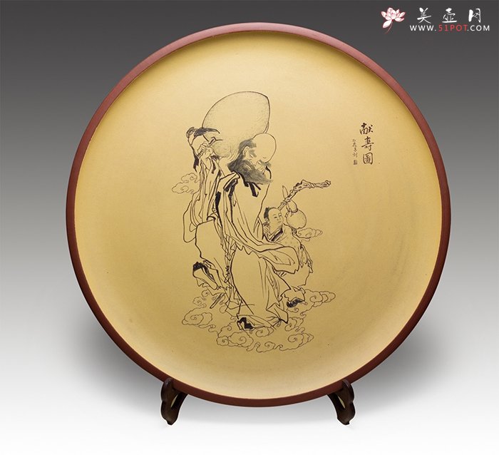 紫砂壶图片：献寿挂盘 - 美壶网