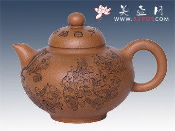 紫砂壶图片：童趣百子壶 - 美壶网