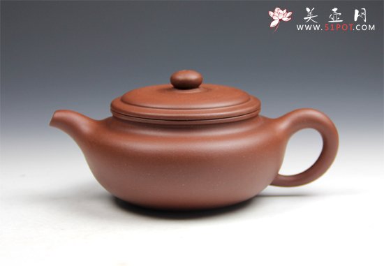 紫砂壶图片：【扁古壶】270cc 黄龙山原矿极品紫泥 - 美壶网